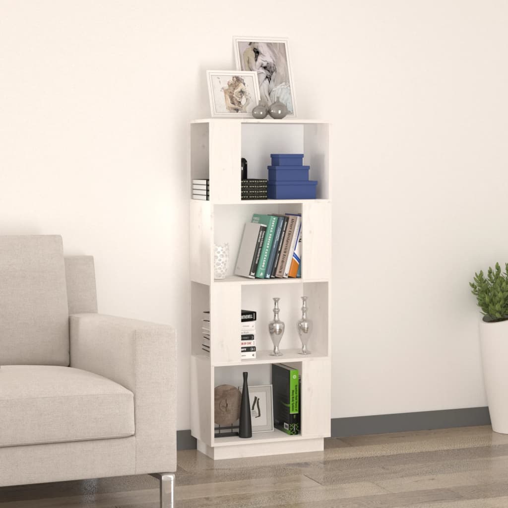 bogreol/rumdeler 51x25x132 cm massivt fyrretræ hvid