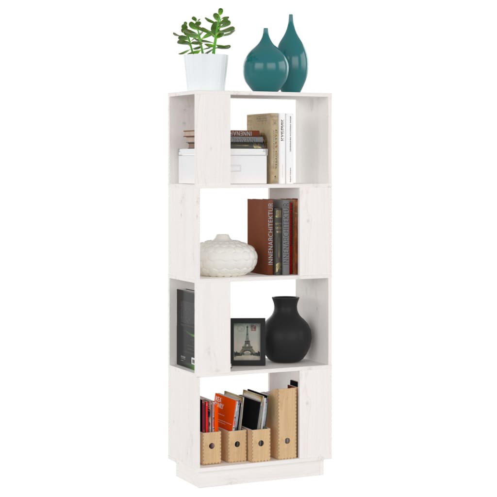 bogreol/rumdeler 51x25x132 cm massivt fyrretræ hvid