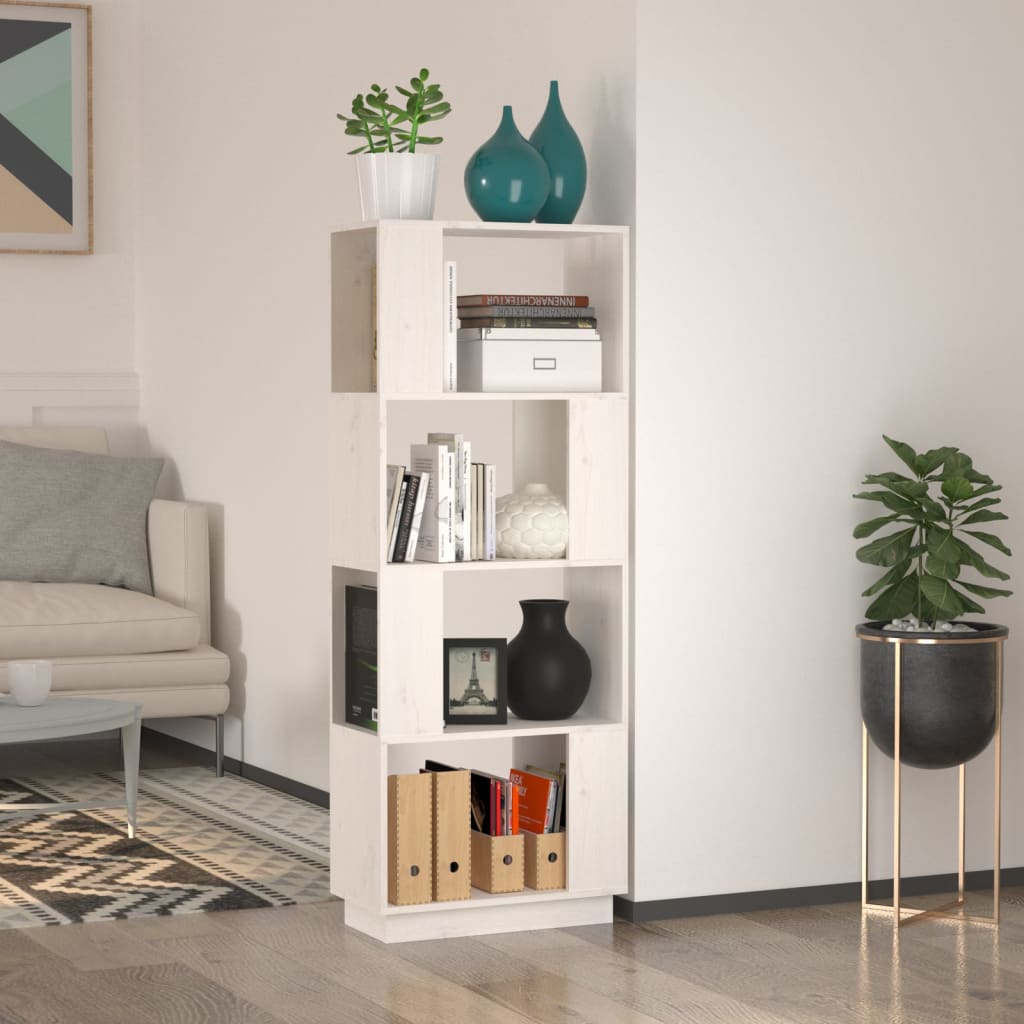 bogreol/rumdeler 51x25x132 cm massivt fyrretræ hvid