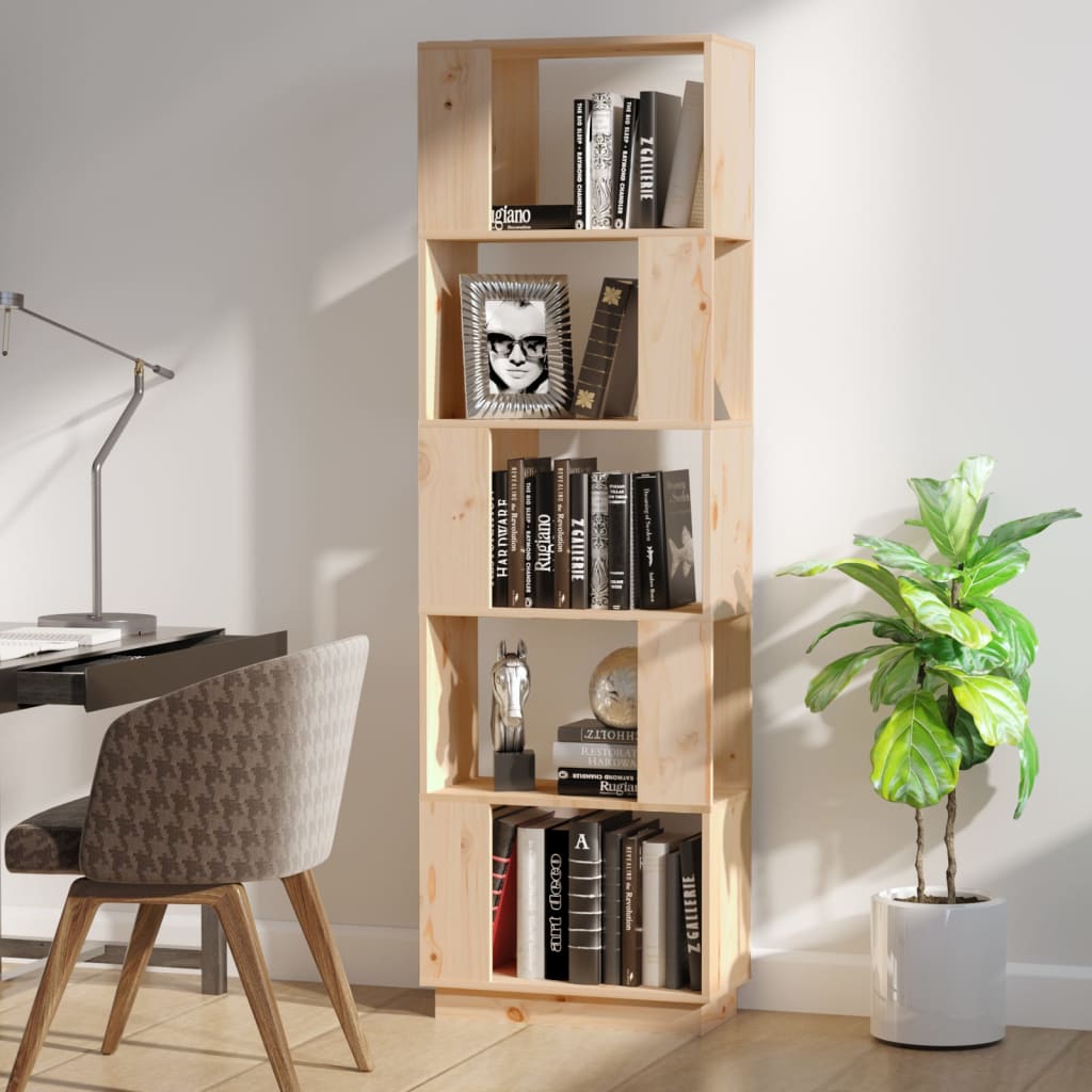 bogreol/rumdeler 51x25x163,5 cm massivt fyrretræ