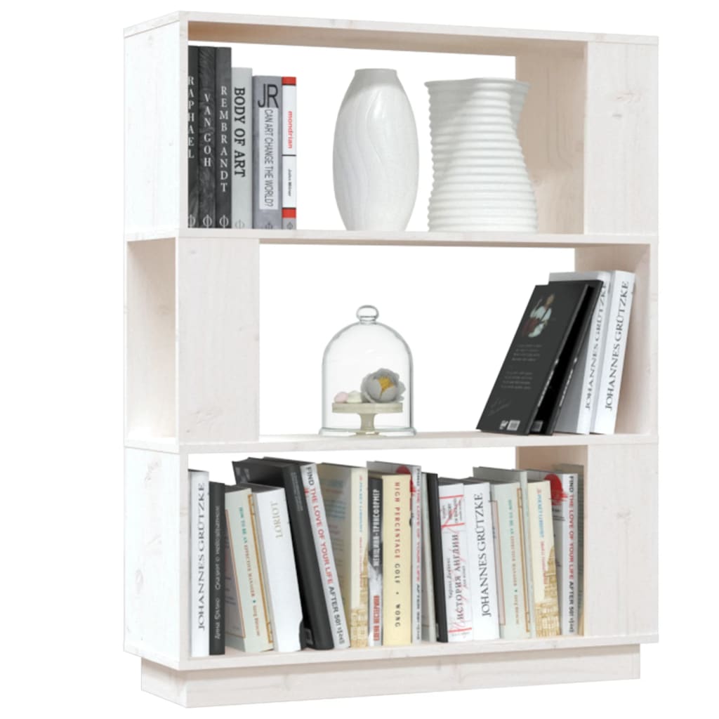 bogreol/rumdeler 80x25x101 cm massivt fyrretræ hvid