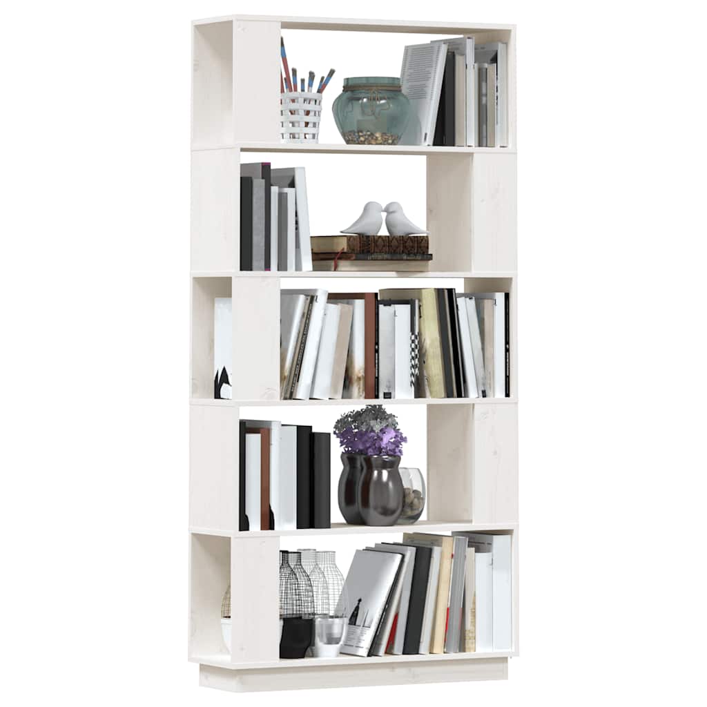 bogreol/rumdeler 80x25x163,5 cm massivt fyrretræ hvid
