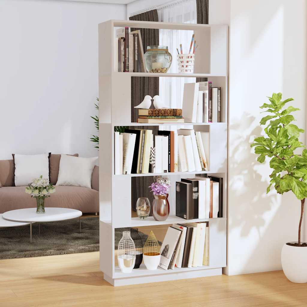 bogreol/rumdeler 80x25x163,5 cm massivt fyrretræ hvid