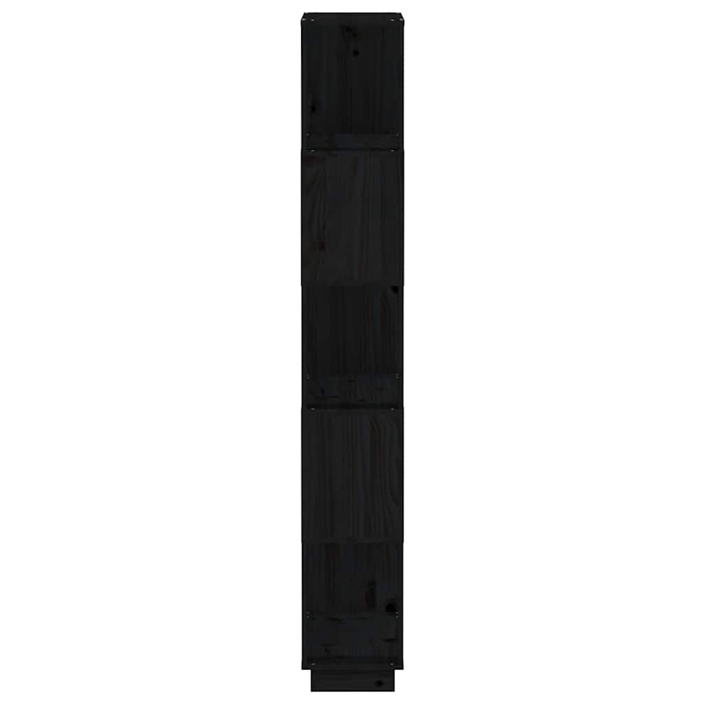 bogreol/rumdeler 80x25x163,5 cm massivt fyrretræ sort