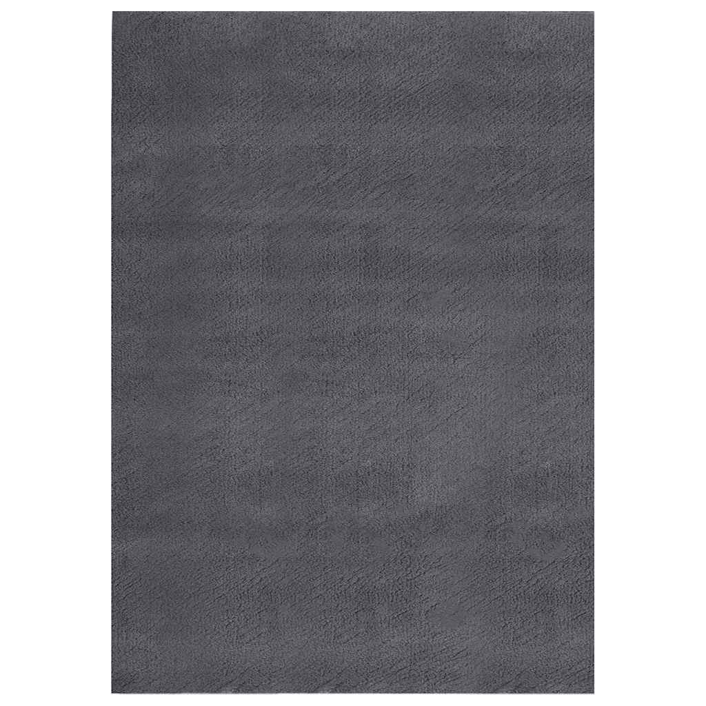 gulvtæppe 160x230 cm blødt plys skridsikkert og vaskbart grå