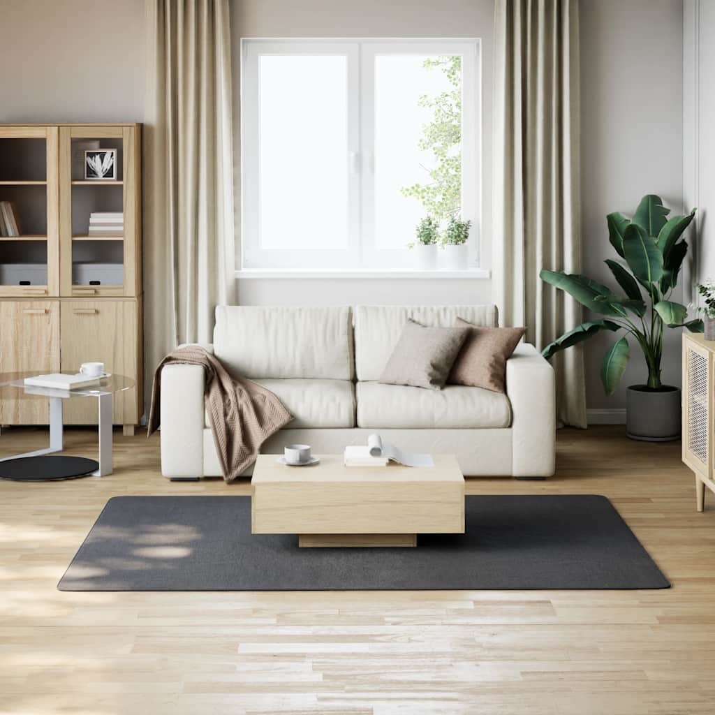 gulvtæppe 160x230 cm blødt plys skridsikkert og vaskbart grå