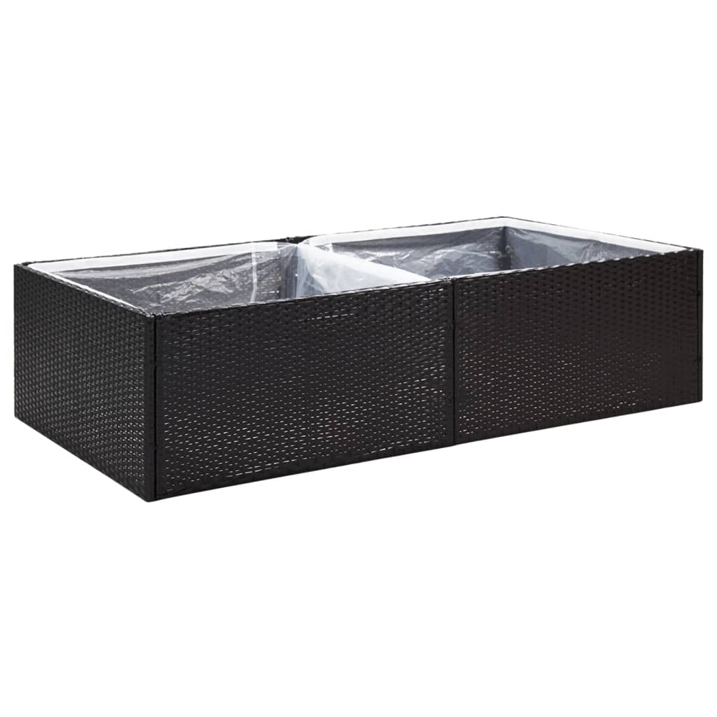 plantekasse 157x80x40 cm polyrattan sort