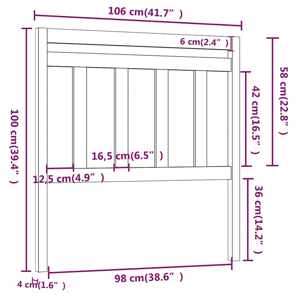 sengegærde 106x4x100 cm massivt fyrretræ
