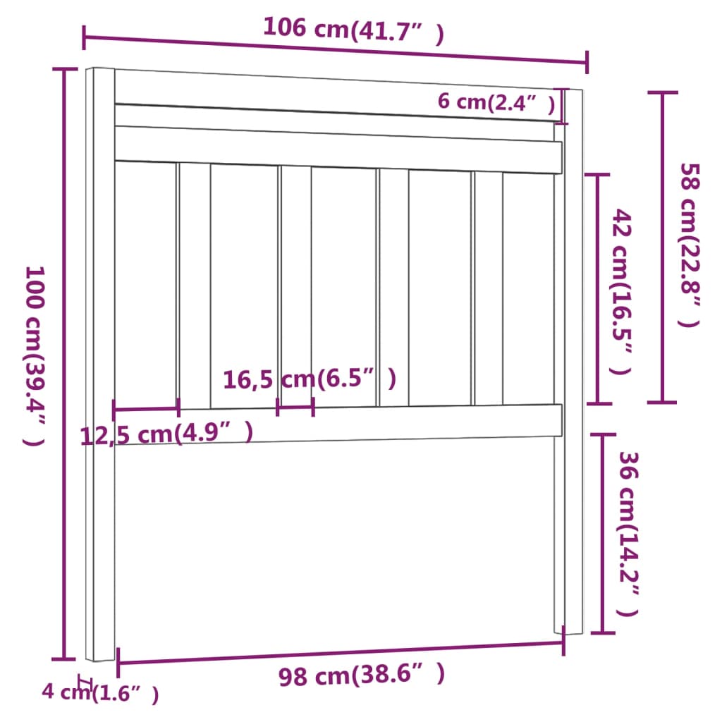 sengegærde 106x4x100 cm massivt fyrretræ hvid