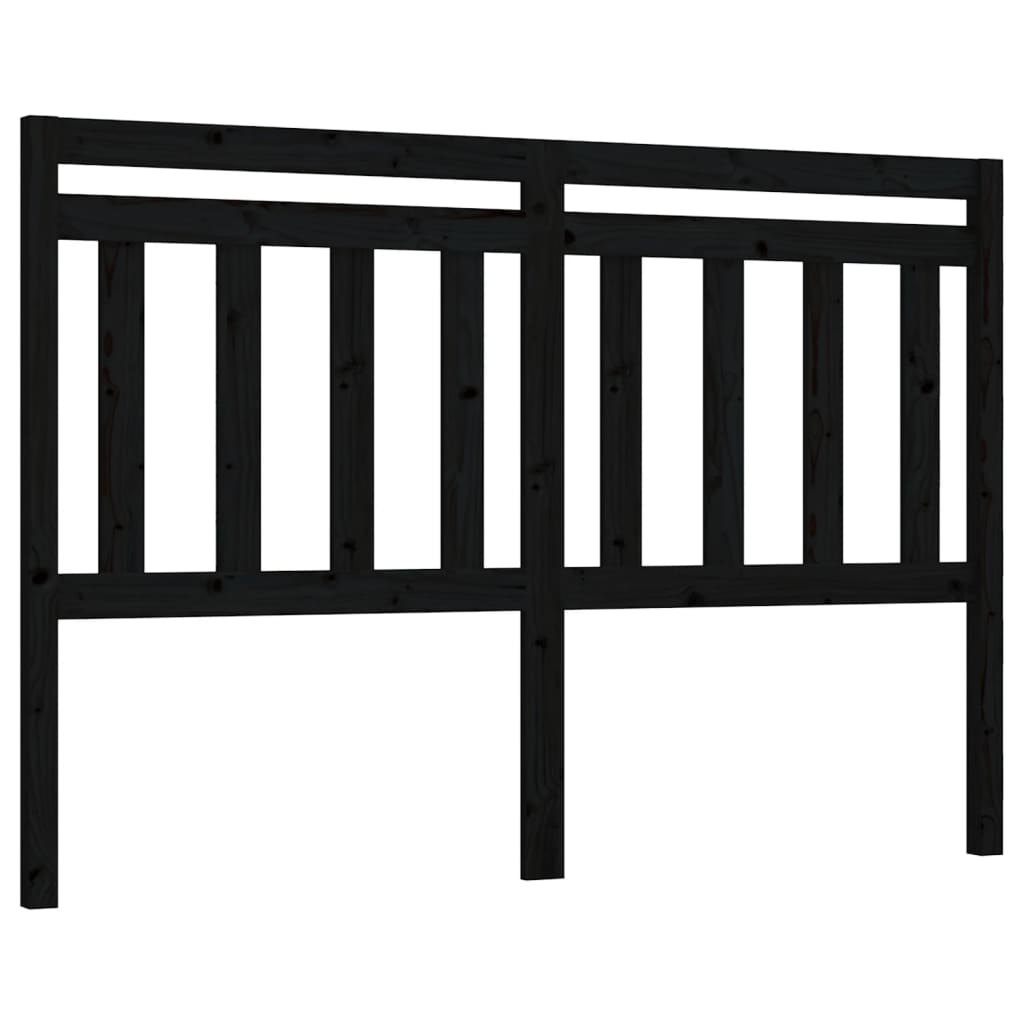 sengegærde 146x4x100 cm massivt fyrretræ sort