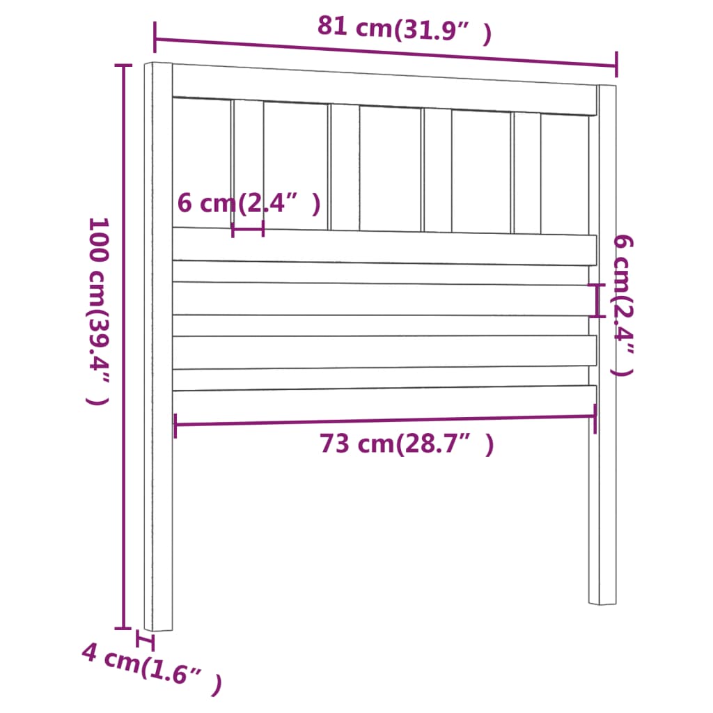 sengegærde 81x4x100 cm massivt fyrretræ grå