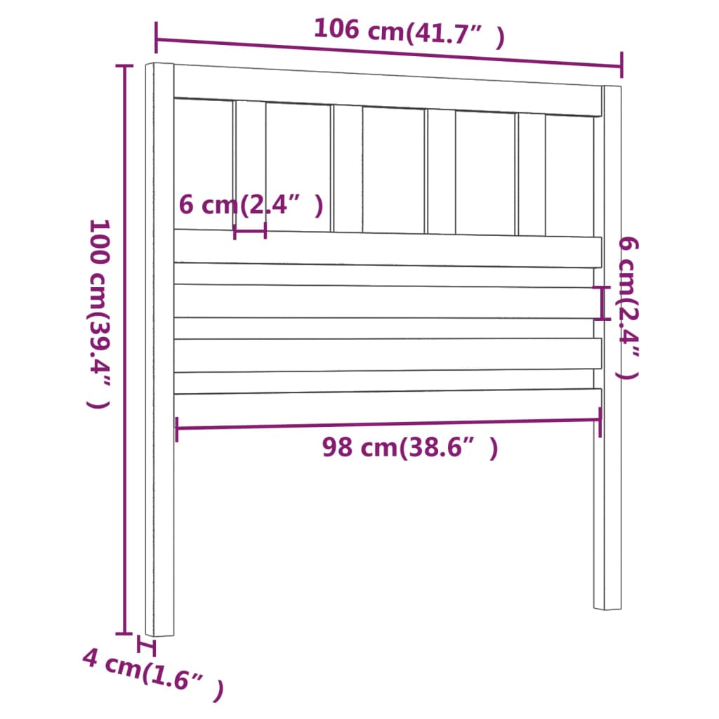 sengegærde 106x4x100 cm massivt fyrretræ grå