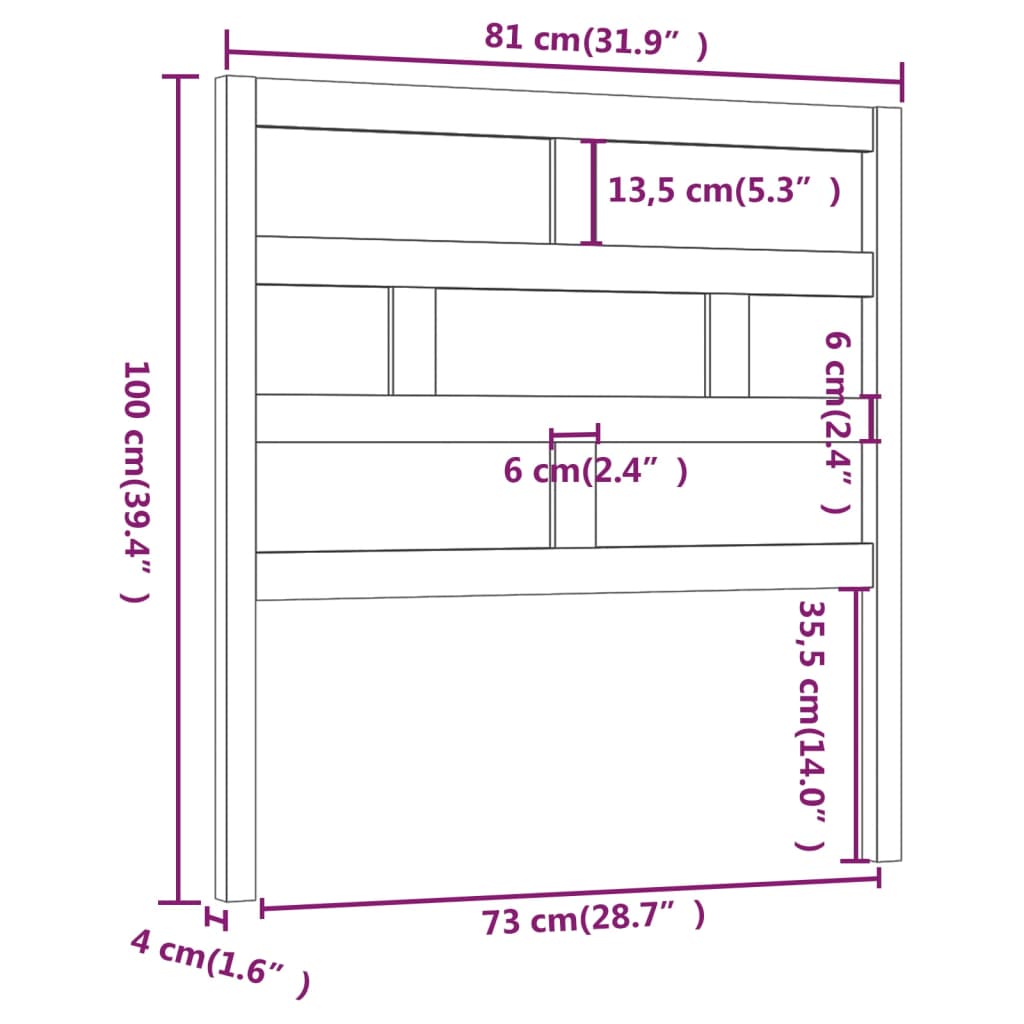 sengegærde 81x4x100 cm massivt fyrretræ sort