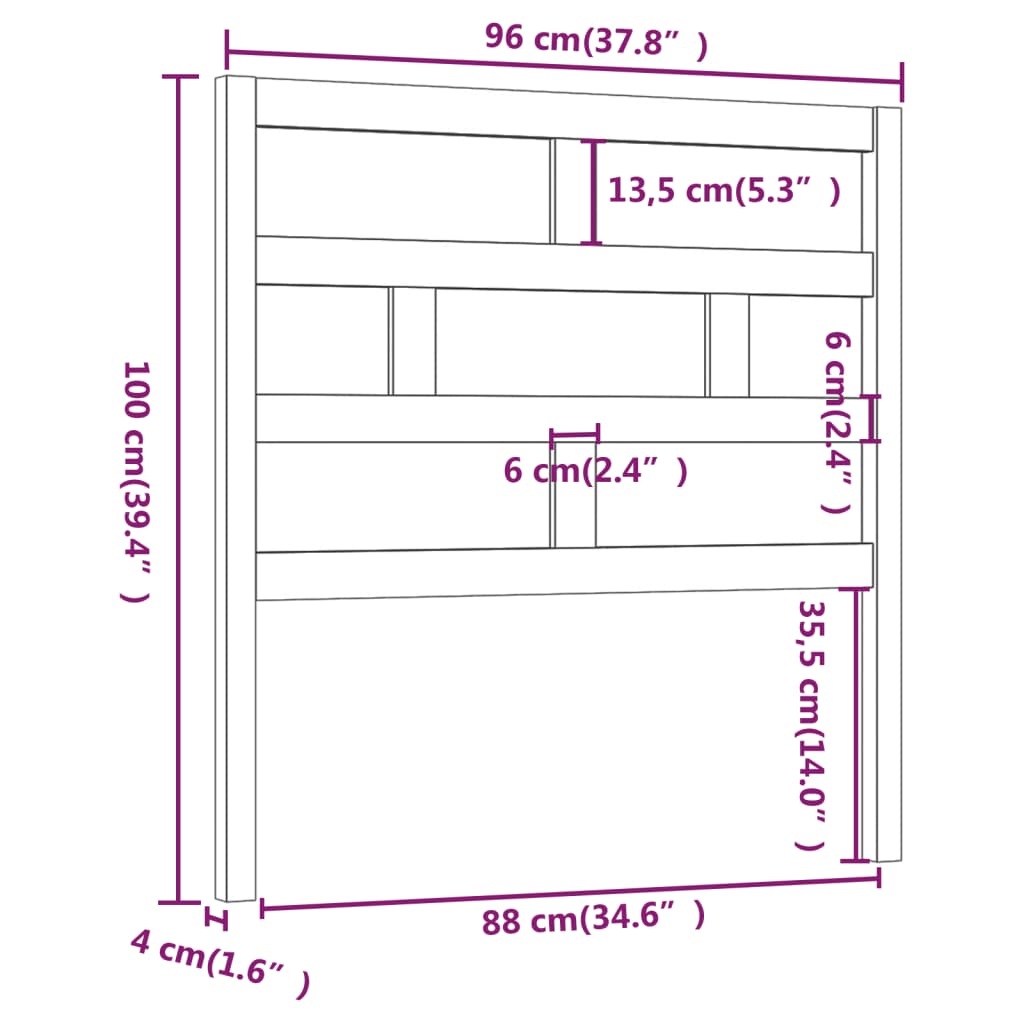 sengegærde 96x4x100 cm massivt fyrretræ hvid