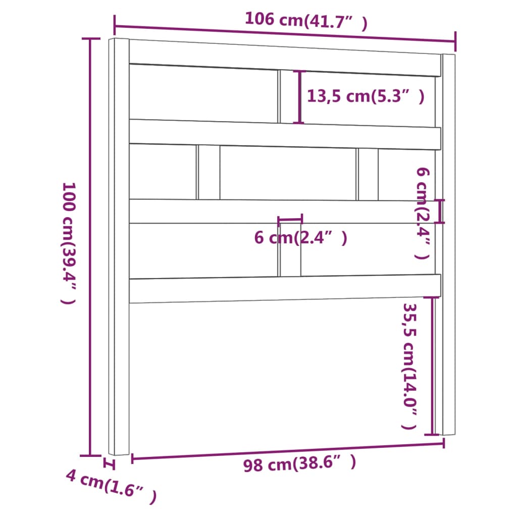 sengegærde 106x4x100 cm massivt fyrretræ grå