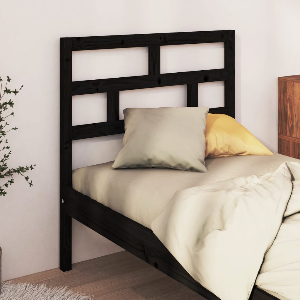 sengegærde 106x4x100 cm massivt fyrretræ sort