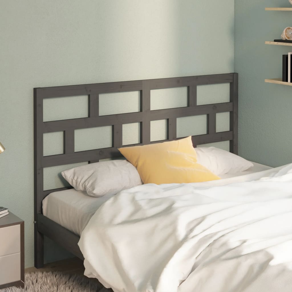 sengegærde 146x4x100 cm massivt fyrretræ grå
