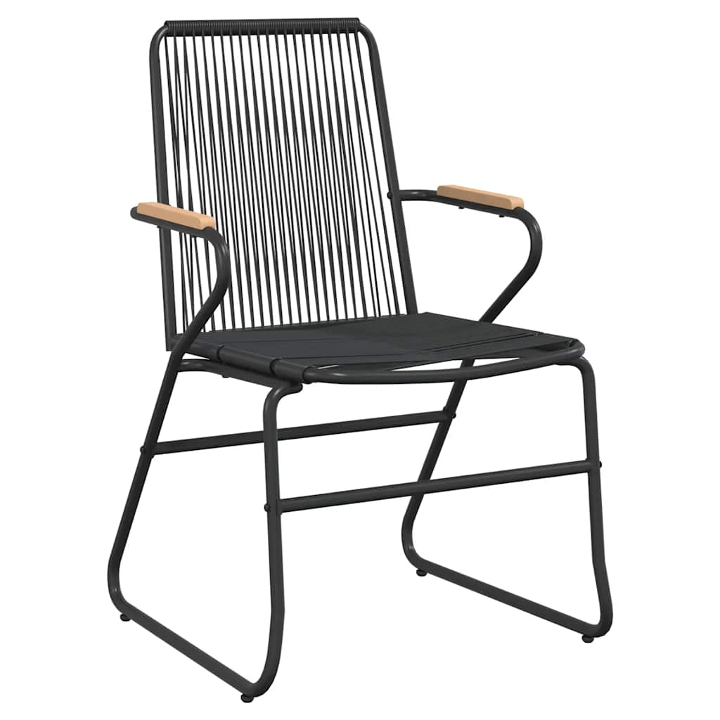 spisebordssæt til haven 3 dele PVC-rattan sort