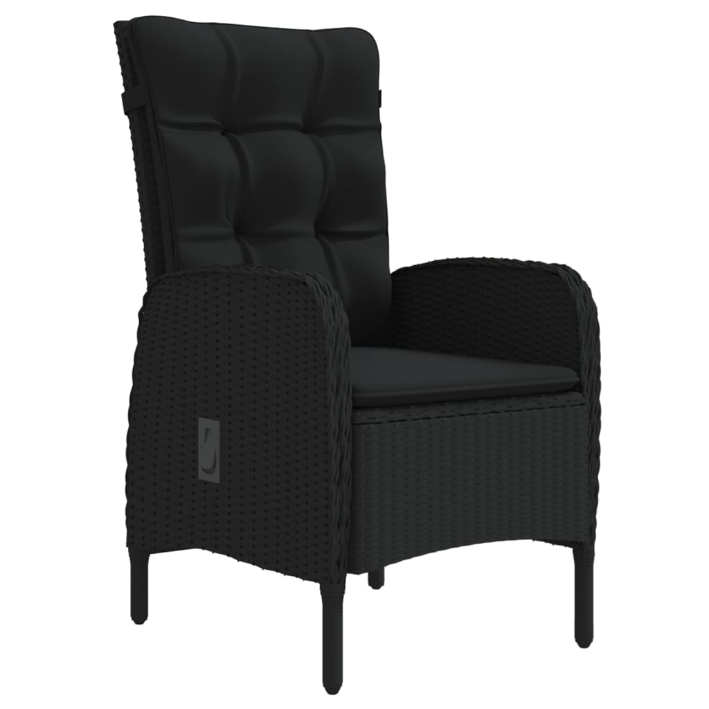 spisebordssæt til haven 3 dele med hynder sort