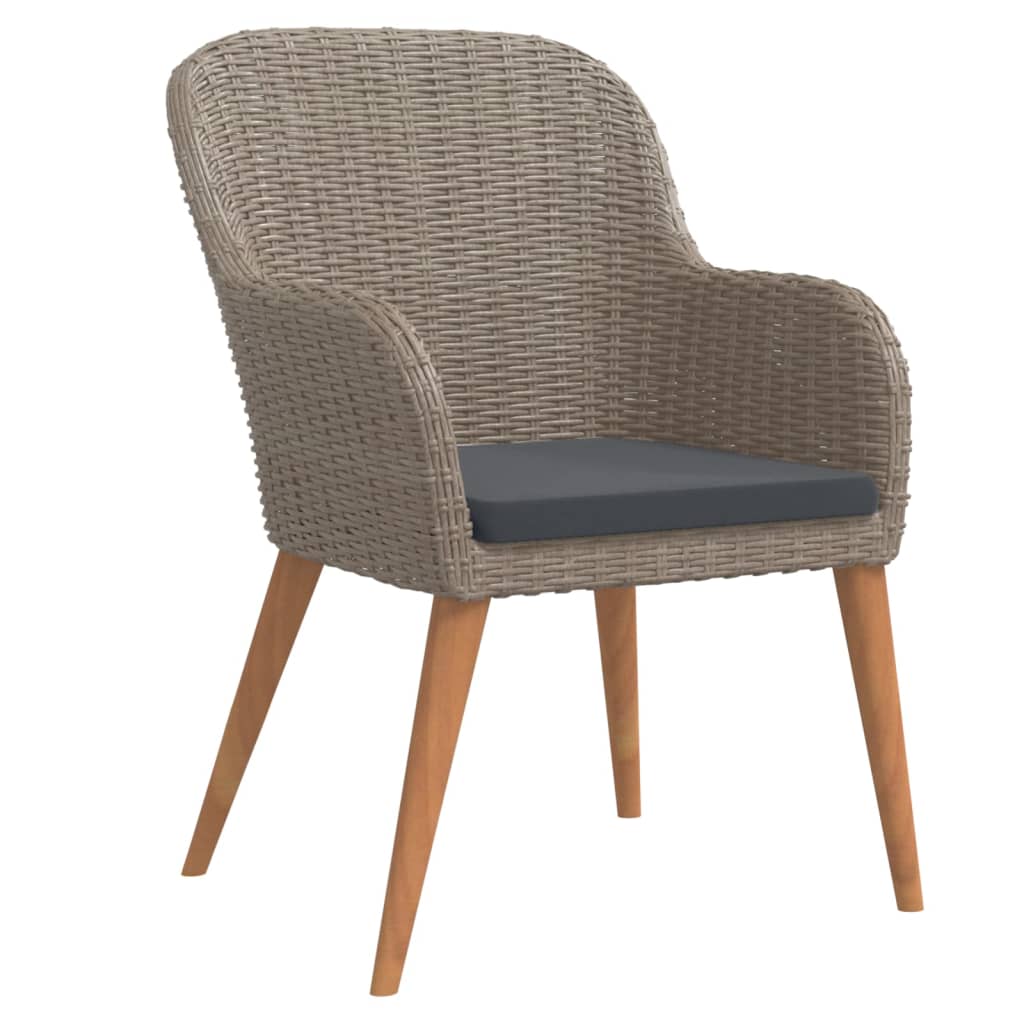 spisebordssæt til haven 3 dele med hynder polyrattan brun