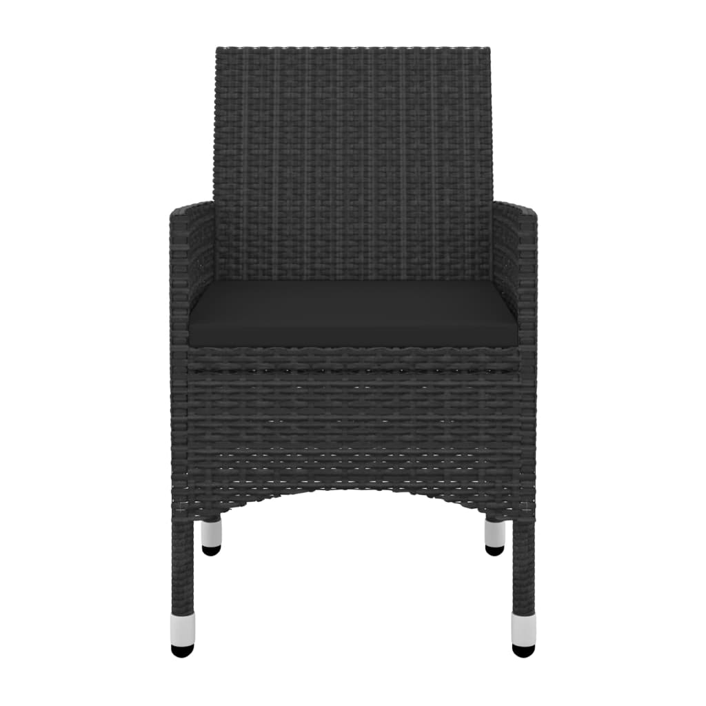 spisebordssæt til haven 3 dele med hynder polyrattan og glas
