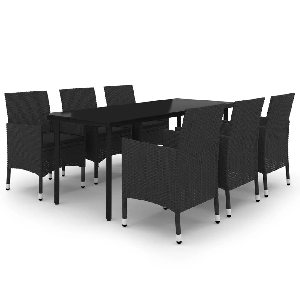 spisebordssæt til haven 7 dele med hynder polyrattan og glas