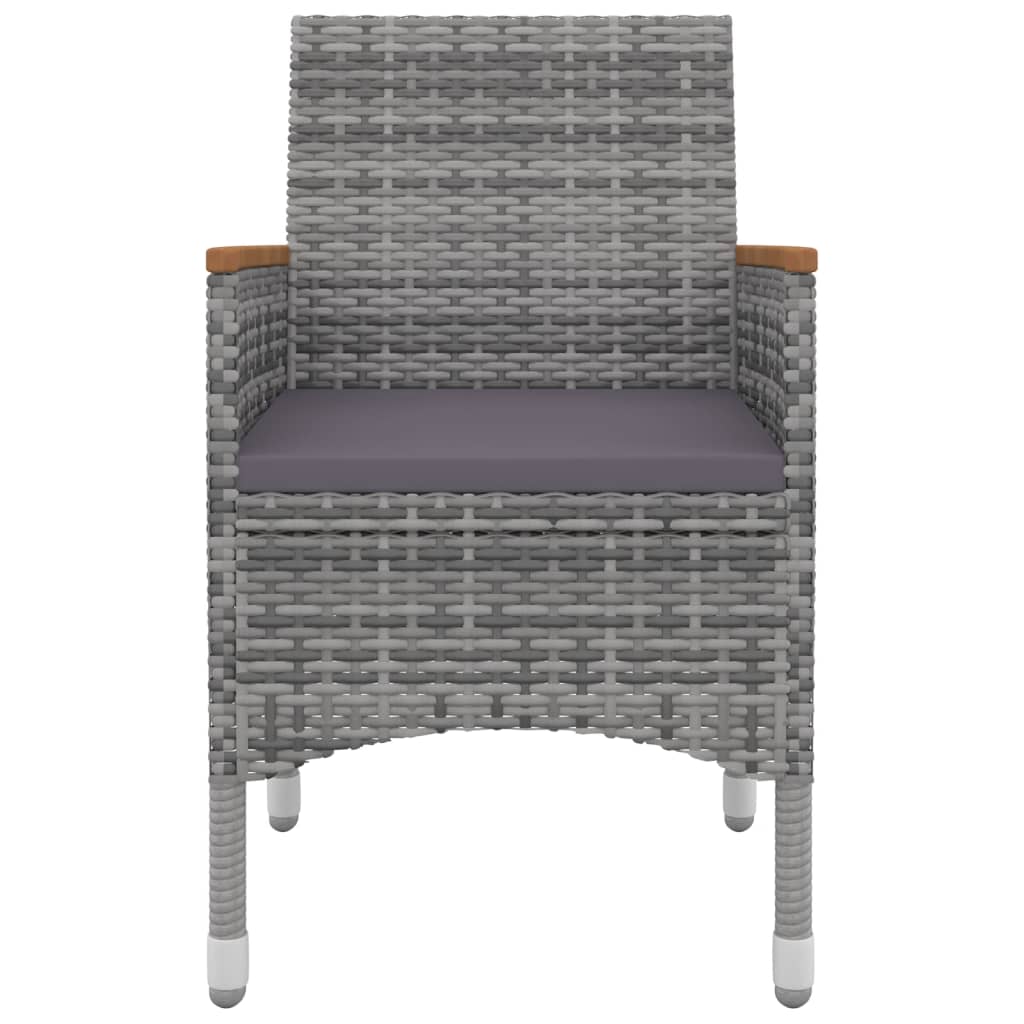 spisebordssæt til haven 3 dele med hynder polyrattan og glas