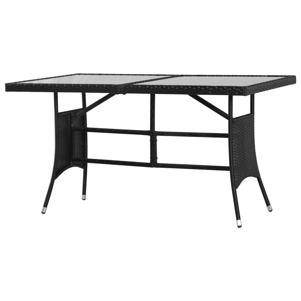 havebord 140 x 80 x 74 cm polyrattan sort