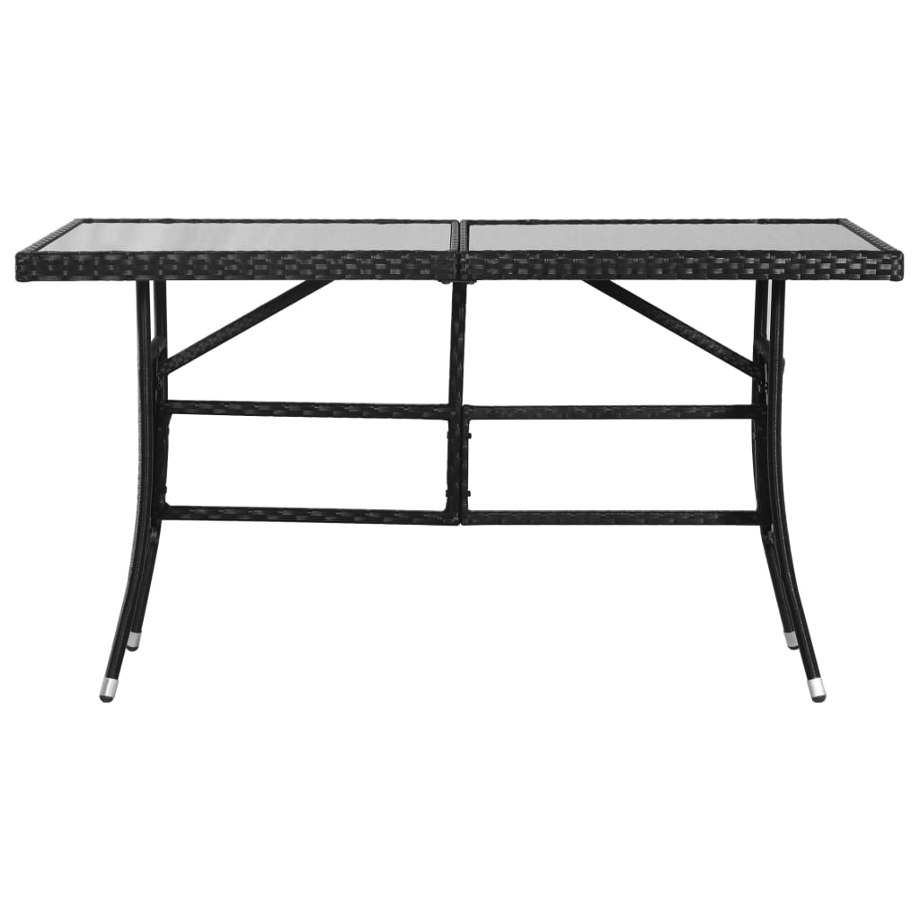 havebord 140 x 80 x 74 cm polyrattan sort