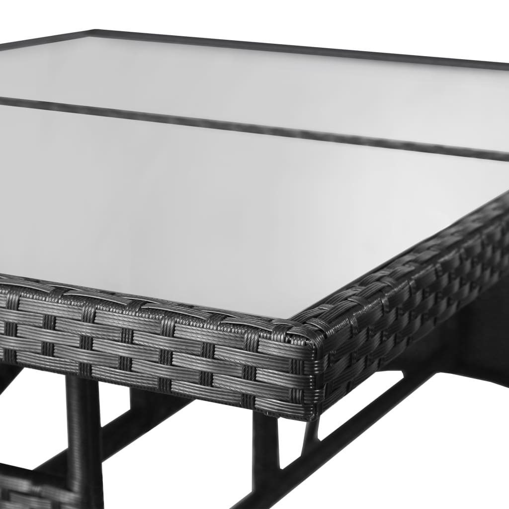 havebord 140 x 80 x 74 cm polyrattan sort