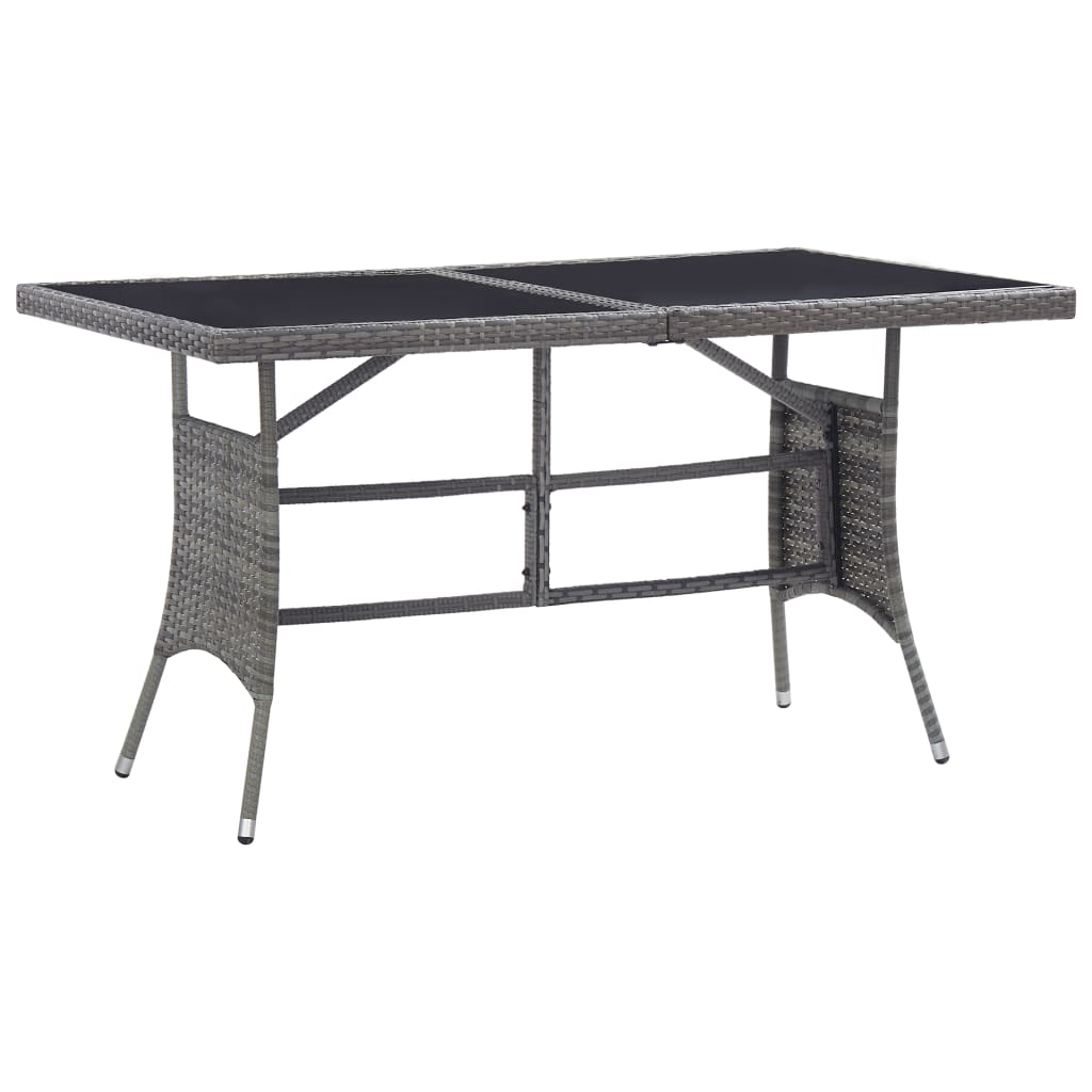 havebord 140 x 80 x 74 cm polyrattan grå