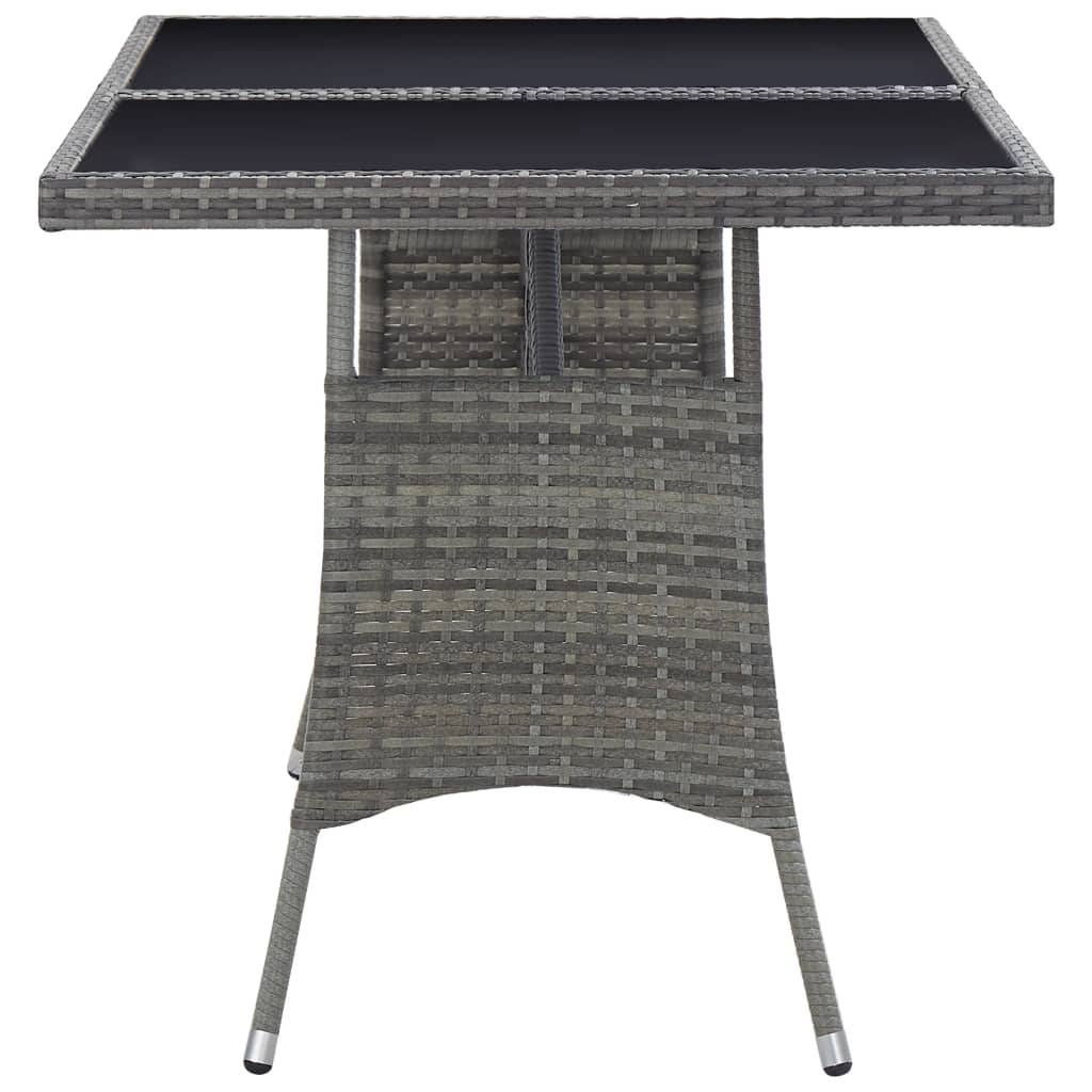 havebord 140 x 80 x 74 cm polyrattan grå