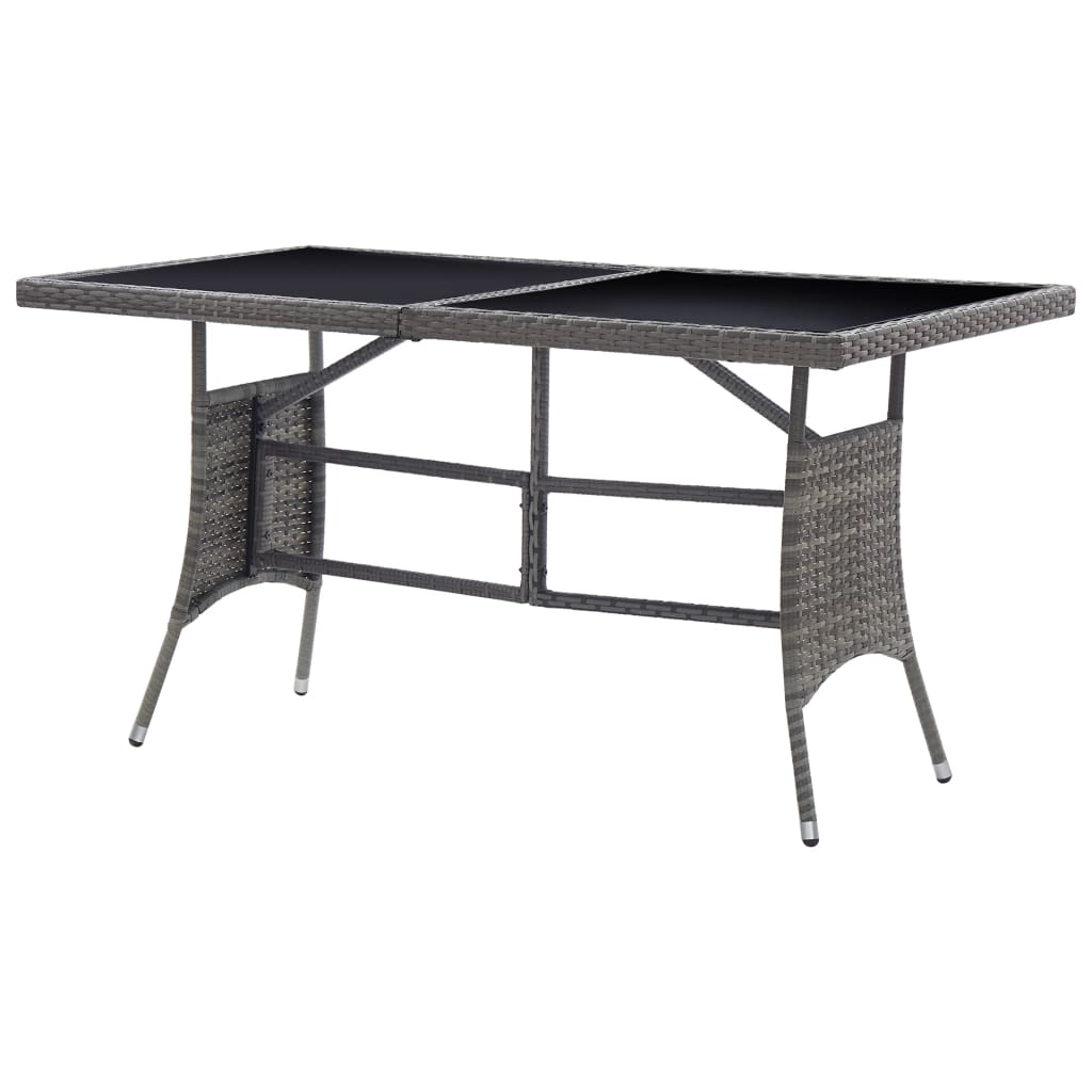 havebord 140 x 80 x 74 cm polyrattan grå