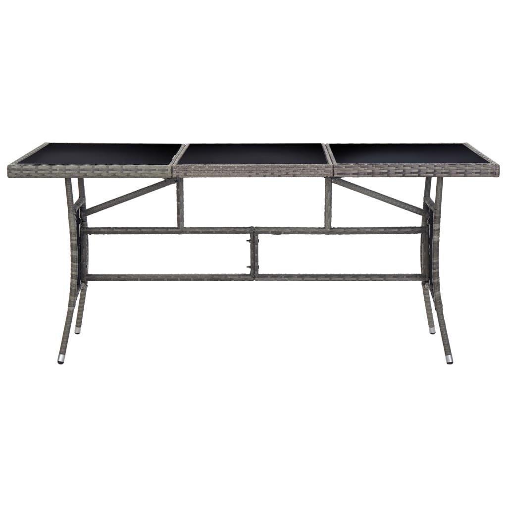 havebord 170 x 80 x 74 cm polyrattan grå