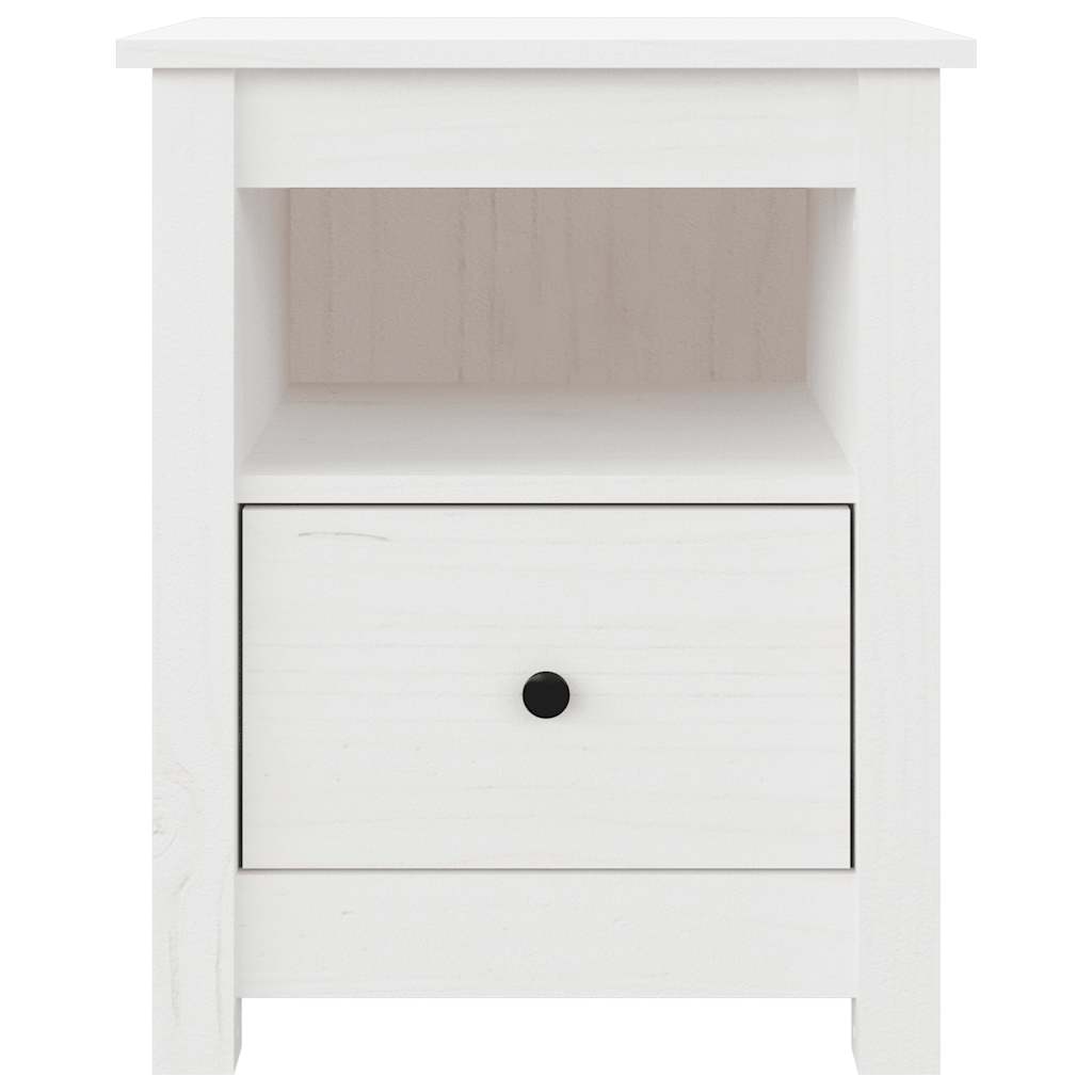 sengebord 40x35x49 cm massivt fyrretræ hvid