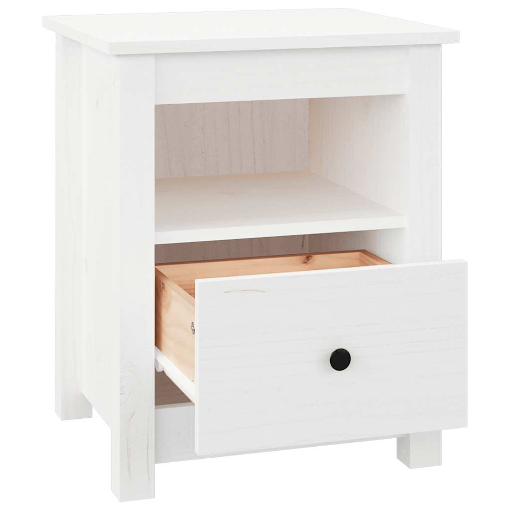 sengebord 40x35x49 cm massivt fyrretræ hvid