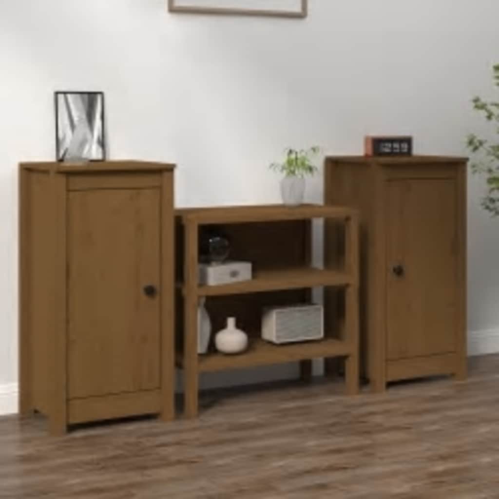 skænke 2 stk. 39x35x80 cm massivt fyrretræ gyldenbrun