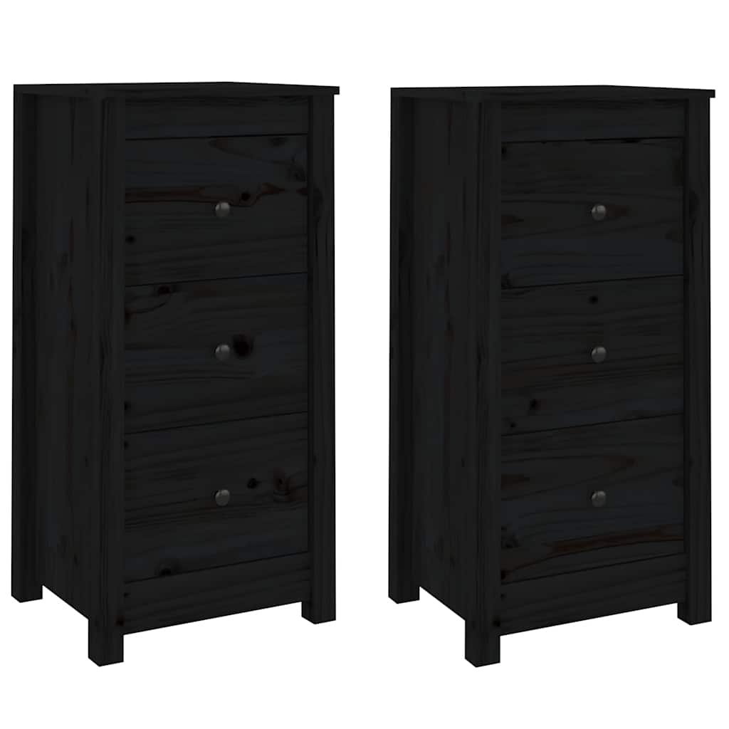 skænke 2 stk. 40x35x80 cm massivt fyrretræ sort
