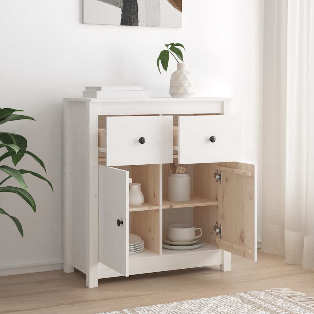 skænk 70x35x80 cm massivt fyrretræ hvid