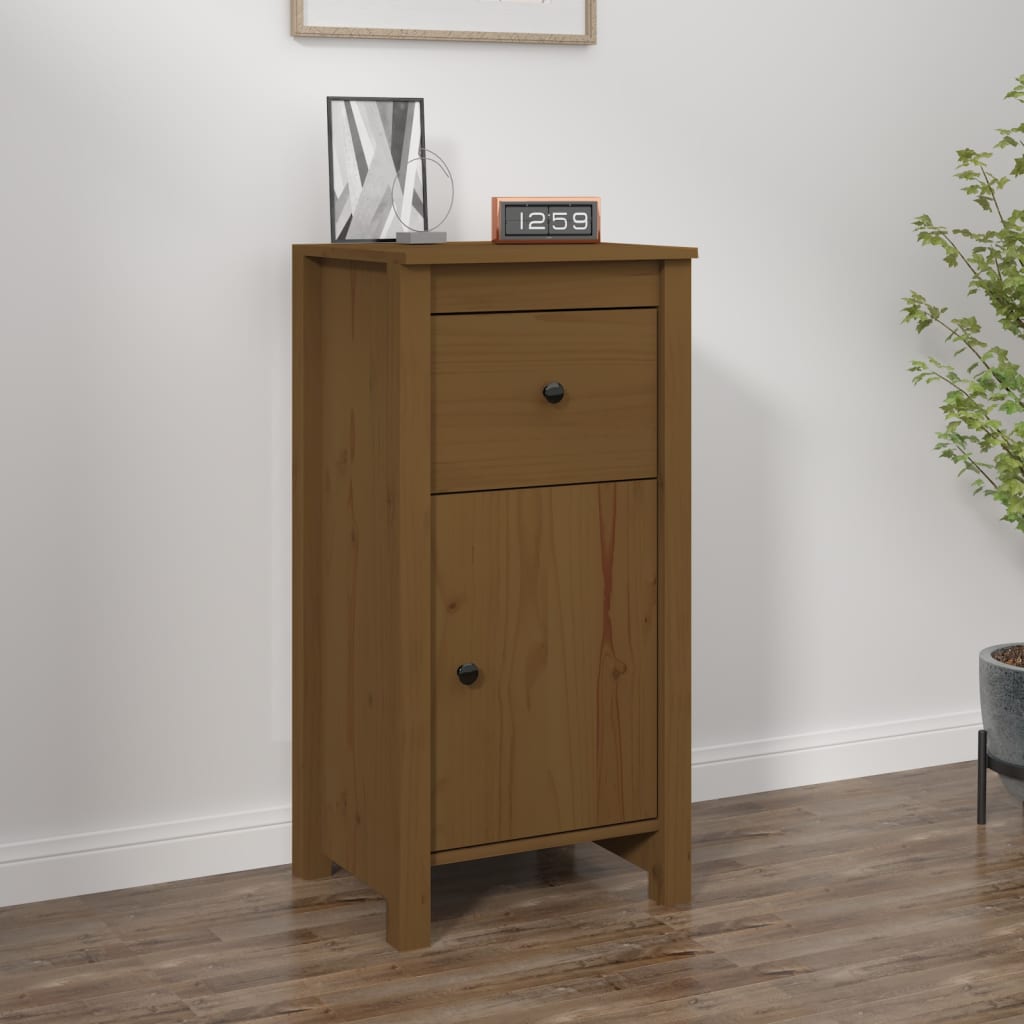 skænk 40x35x80 cm massivt fyrretræ gyldenbrun