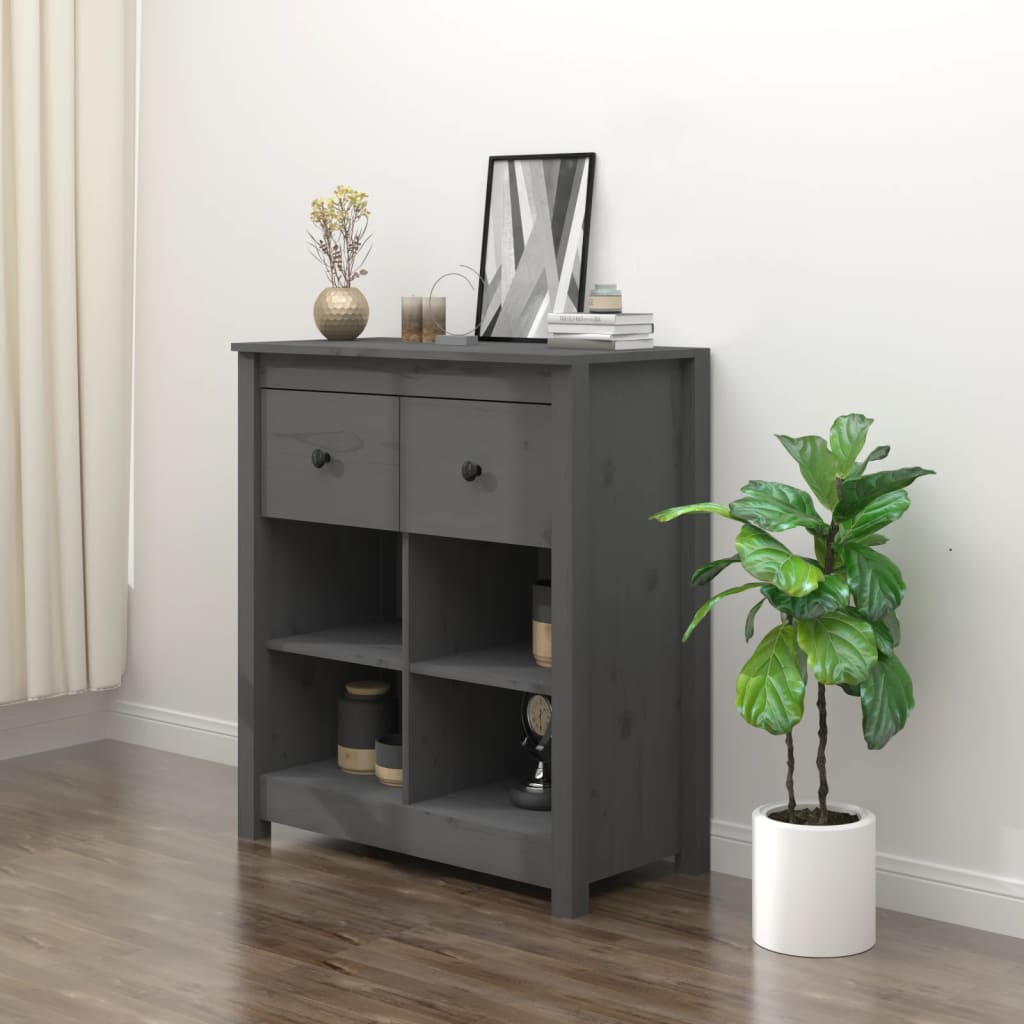 skænk 70x35x80 cm massivt fyrretræ grå