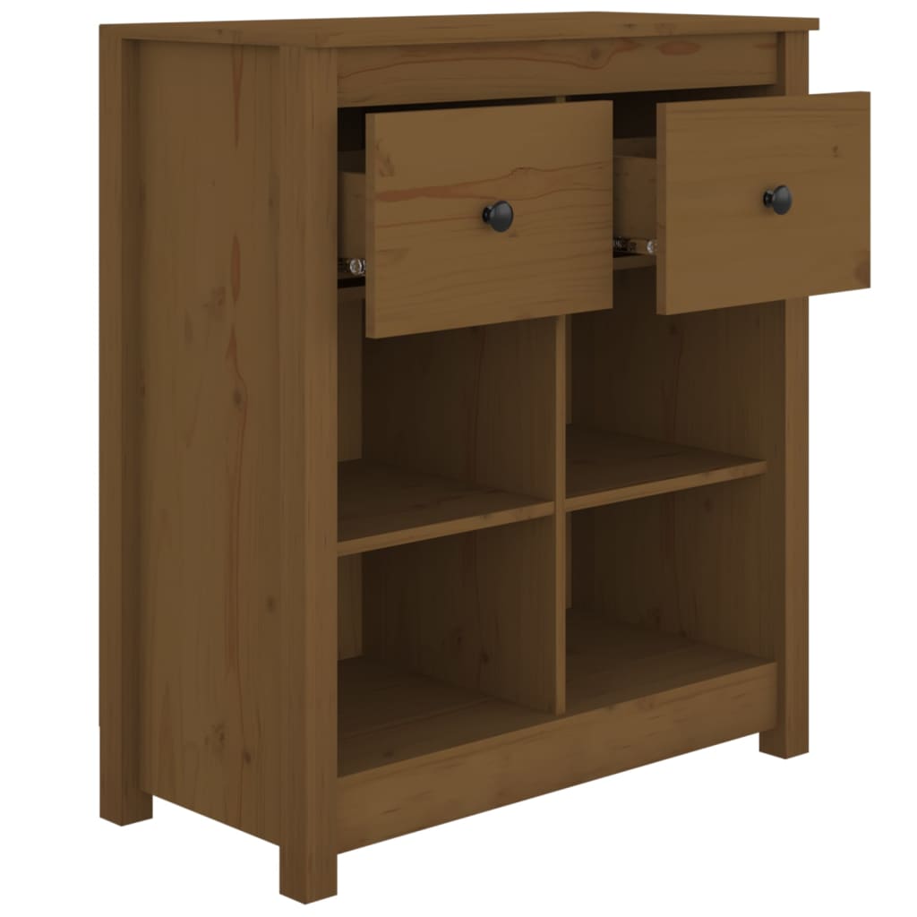 skænk 70x35x80 cm massivt fyrretræ gyldenbrun