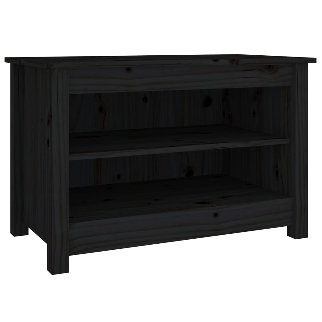 skobænk 70x38x45,5 cm massivt fyrretræ sort