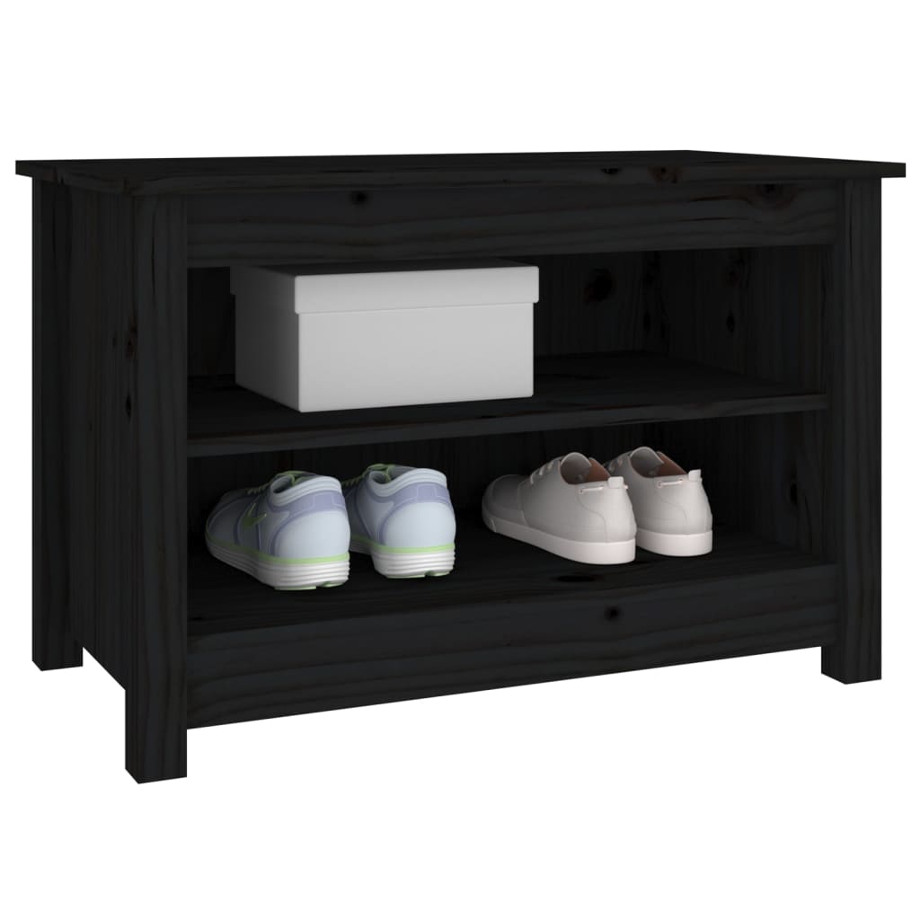 skobænk 70x38x45,5 cm massivt fyrretræ sort