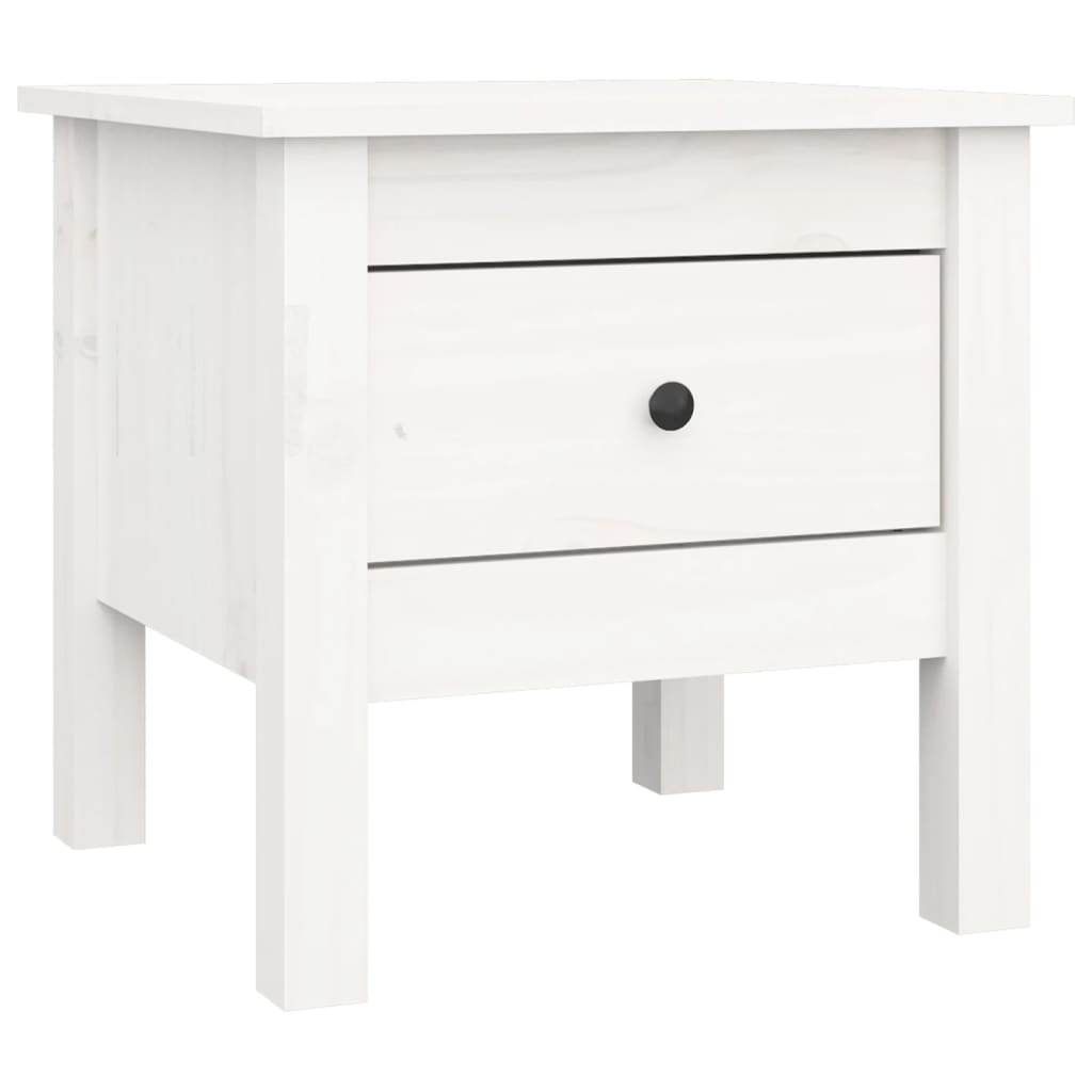 sidebord 40x40x39 cm massivt fyrretræ hvid