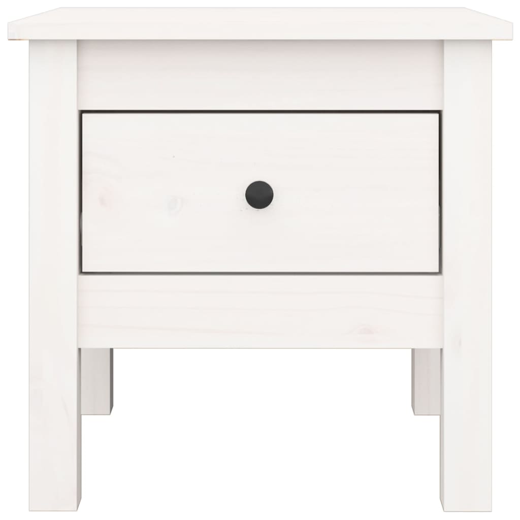 sidebord 40x40x39 cm massivt fyrretræ hvid