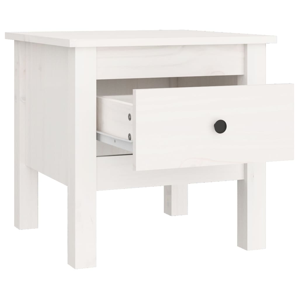 sidebord 40x40x39 cm massivt fyrretræ hvid
