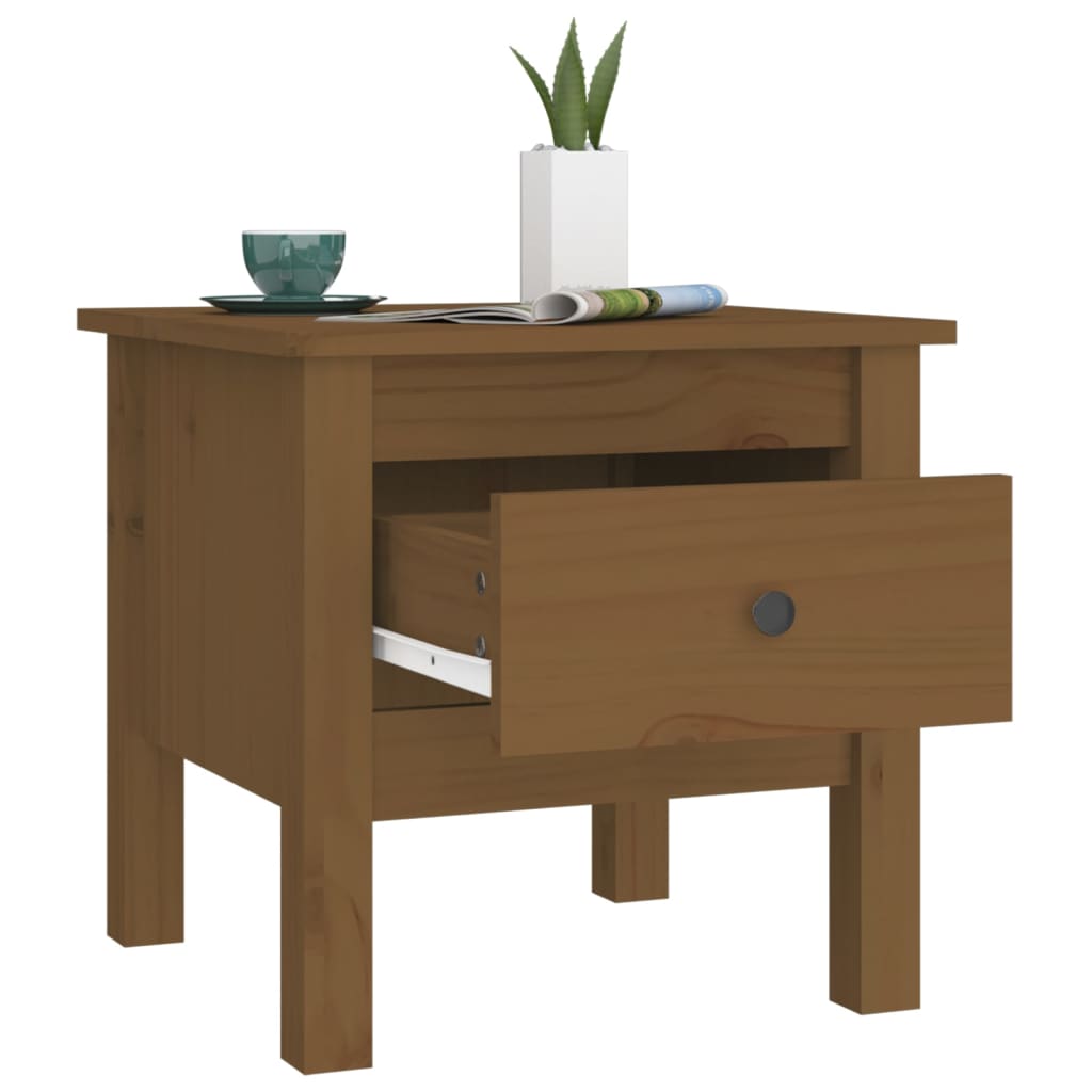 sideborde 2 stk. 40x40x39 cm massivt fyrretræ gyldenbrun