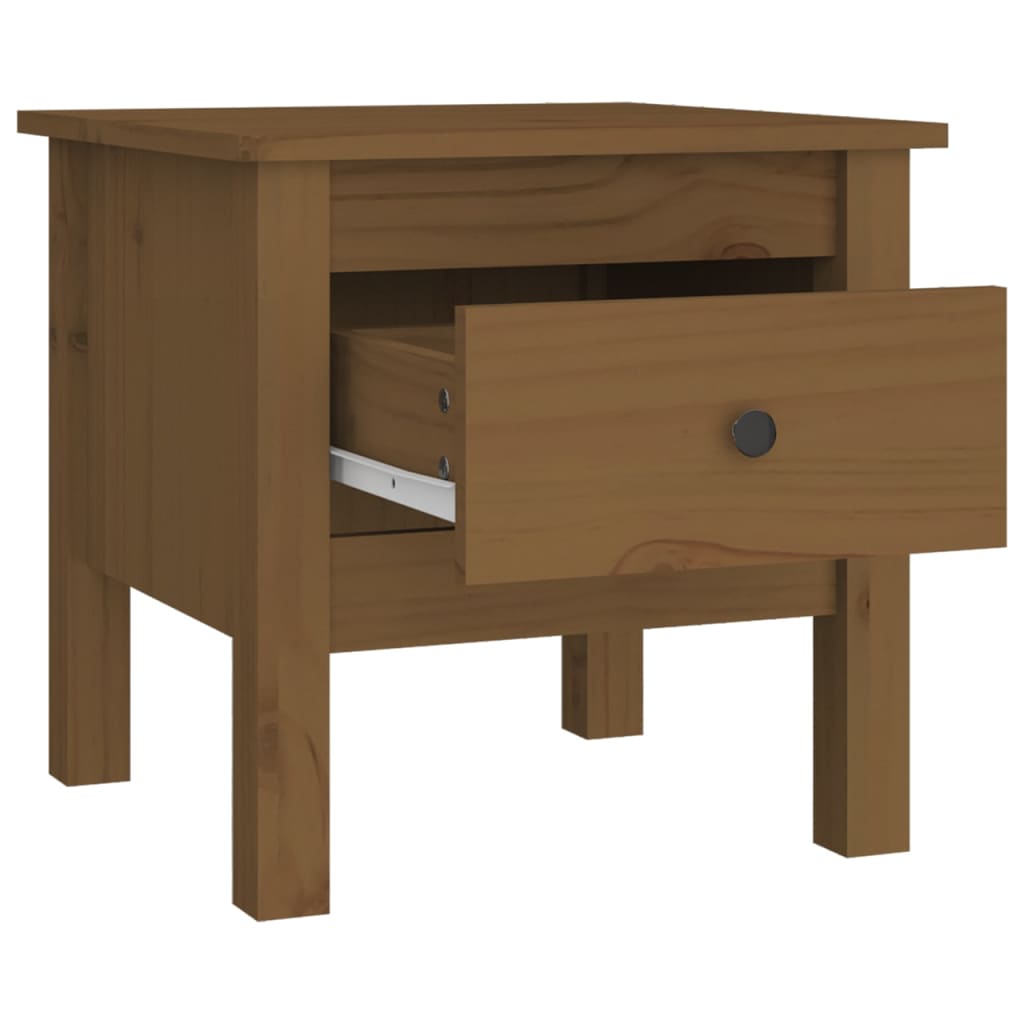 sideborde 2 stk. 40x40x39 cm massivt fyrretræ gyldenbrun