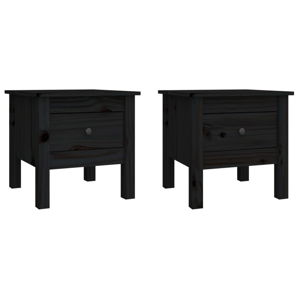 sideborde 2 stk. 40x40x39 cm massivt fyrretræ sort